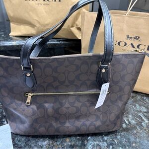 Coach Brown and Black Signature Tote